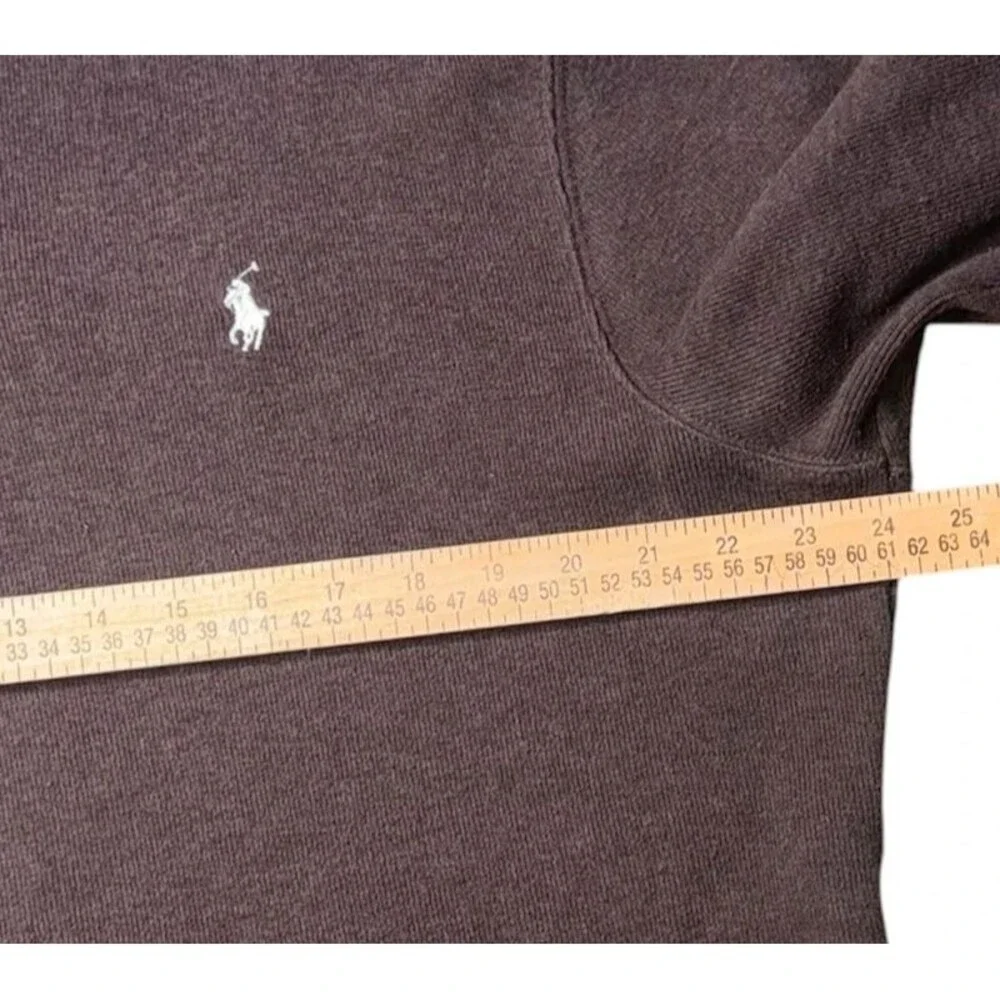 Polo Ralph Lauren Sweater Mens Large Brown Quarter Zip Mock Neck Cotton Knit